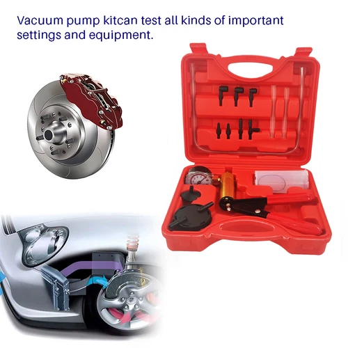 Hand Held Vacuum Pressure Pump Tester Set Brake Fluid Bleeder Bleeding Kit + Box - Picture 19 of 23