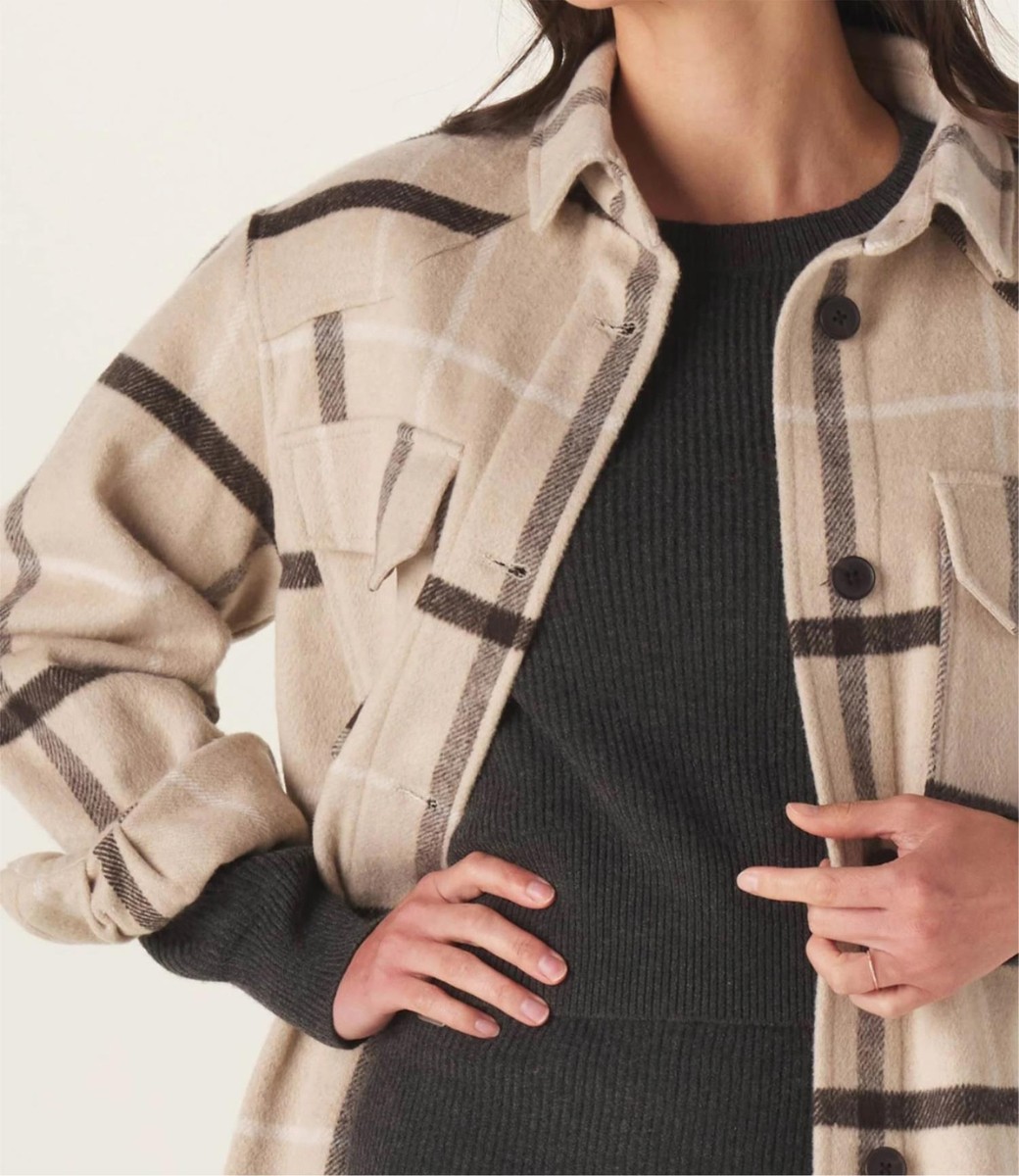 Giacca The Normal Brand Duster Donna Quadretti Crema E Marrone - Foto 3