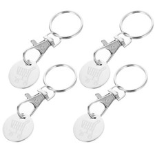 4Pcs Cart Token Stainless Steel Shopping Coin Quarter Key Rings Trolley US