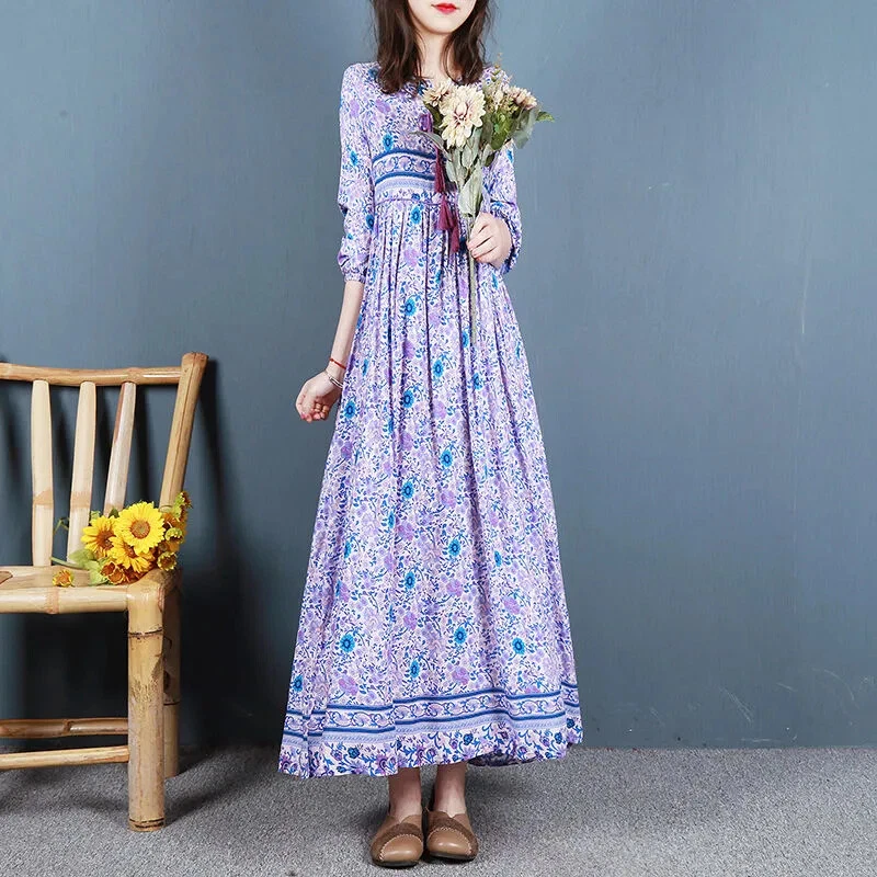 long sleeve cotton maxi dress