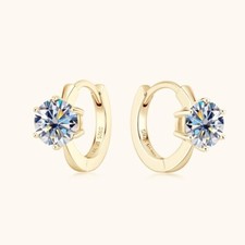 2cttw Real Moissanite Hoop Earrings Women 14k Gold Plated 925 Sterling Silver 