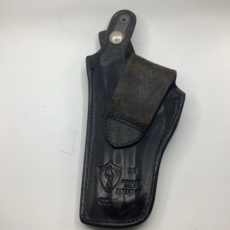 Vintage SAFARILAND LEATHER BASKETWEAVE THUMB BREAK BELT HOLSTER for COLT #29 - Image 2 of 4