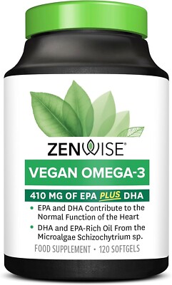 Zenwise Vegan Omega-3 - Pflanzliches EPA & DHA aus Algen - Burpless Fish Oil Alt