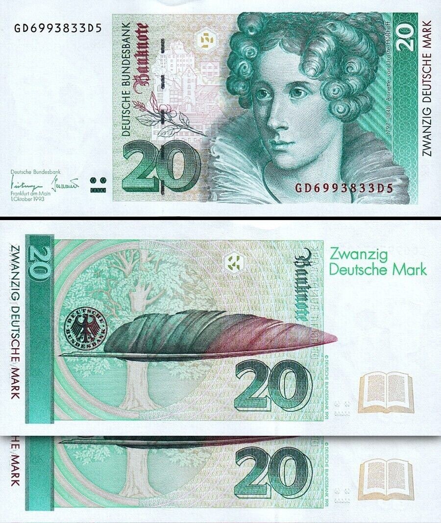 Germany 20 Mark 1993, UNC, 2 Pcs PAIR, Consecutive, P-39b | eBay