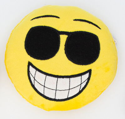 Emoji Kissen - ca 16 cm - Motiv Sonnenbrille - Sonderposten - Plüsch