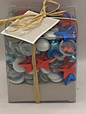 NEW PIER 1 RED WHITE BLUE JULY 4TH PATRIOTIC GEM TABLE SCATTER VASE FILLER 19 OZ