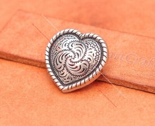 10X Silver Western Flower Carved Rope Side Love Heart Leathercraft Belt Concho