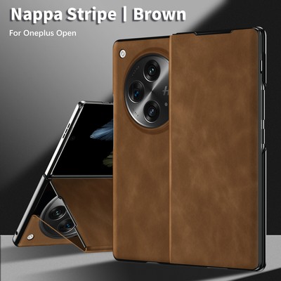 For OnePlus Open, Luxury Business Magnetic Flip Nappa Leather Wallet Case Cover