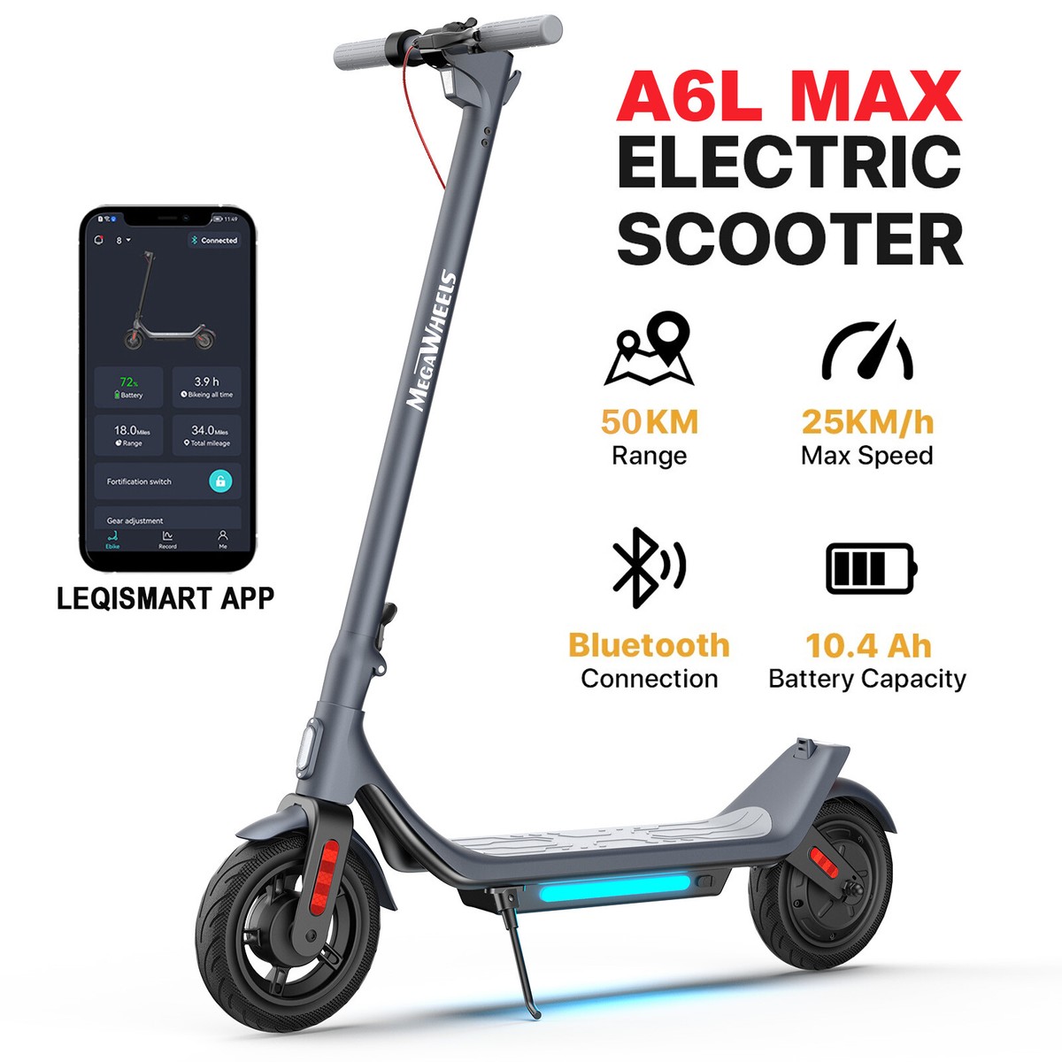 500W Electric Scooter 50KM Long Range Folding Kick E Scooter 10