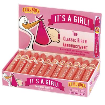 	Dubble Bubble Its a Girl Pink Bubble Gum Gender Reveal Cigars Pack of 36	