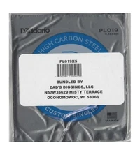 D'Addario PL019 Steel String FIVE Pack Custom Bundled by Dad's Diggings. LLC