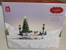 St Nicholas Square Victorian Village - Rotating Tree Music Ice Skaters NEW