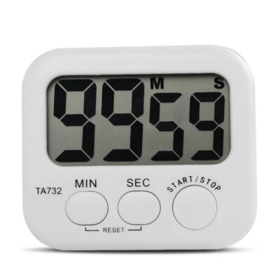 White Mini Electronic Large LCD Digital Kitchen Timer Clock Countdown Count Time