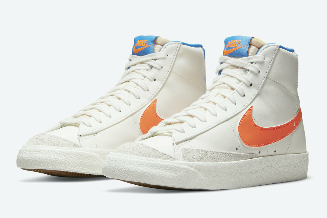 Women's Nike Blazer Mid '77 Sail Off White Total Orange Blue