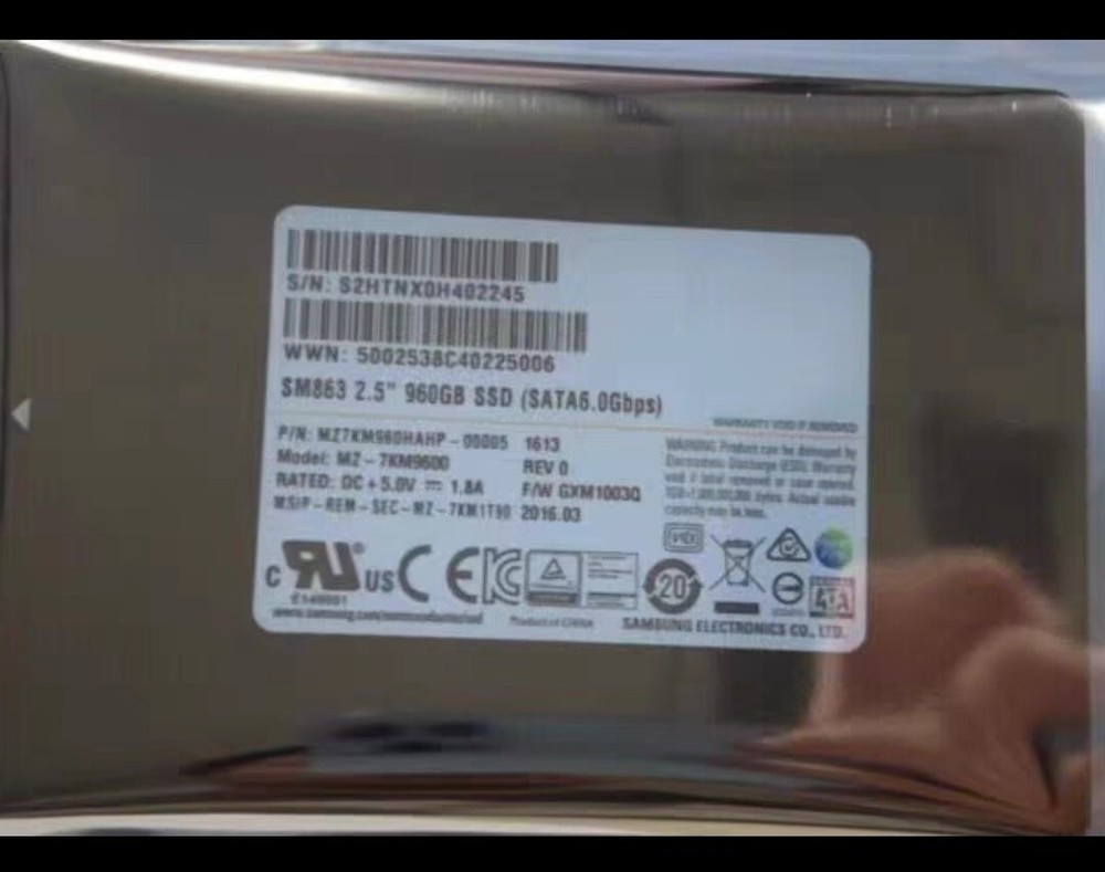 New 960GB Samsung PM863 2.5'' 960GB SSD (SATA 6Gbps) MZ7LM960HCHP MZ-7LM9600