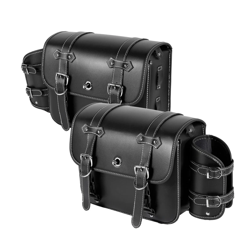 Bolsa de alforja lateral de cuero PU para Harley Sportster XL 883 1200 Dyna Softail Foto 3 de 4