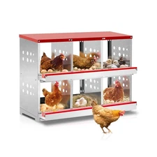 VINGLI Chicken Nesting Box, 6 Compartments Roll Away Nesting Boxes for Chicke...