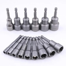 9PCS MAGNETIC 1/4" HEX NUT DRIVER SOCKET METRIC IMPACT DRILL BIT SET 5MM TO 13MM