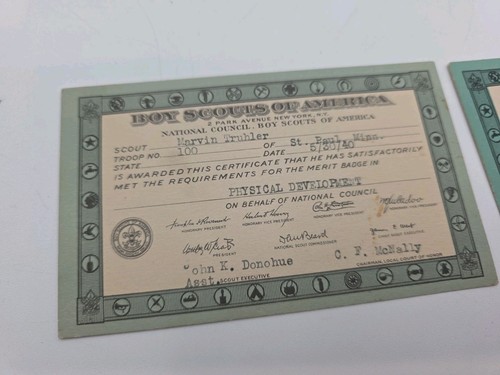 2 anciennes cartes insigne mérite scout St Paul Minnesota 1939-1940 troupe 100 - Photo 2/5