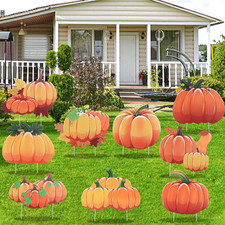Fall Yard Sign Pumpkin Yard Stakes Thanksgiving Outdoor Decoration Harvest Ga...