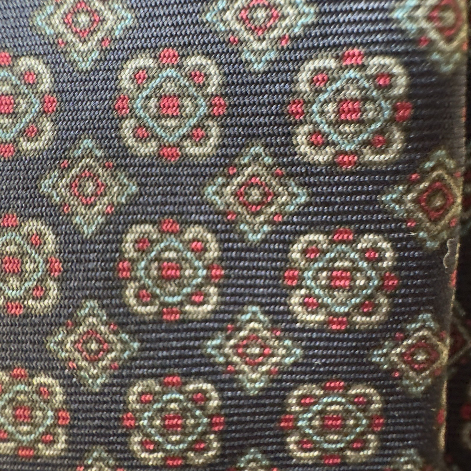 Vintage Yves Saint Laurent Men’s Blue Geometric Floral Silk Tie Paris New York thumbnail 3