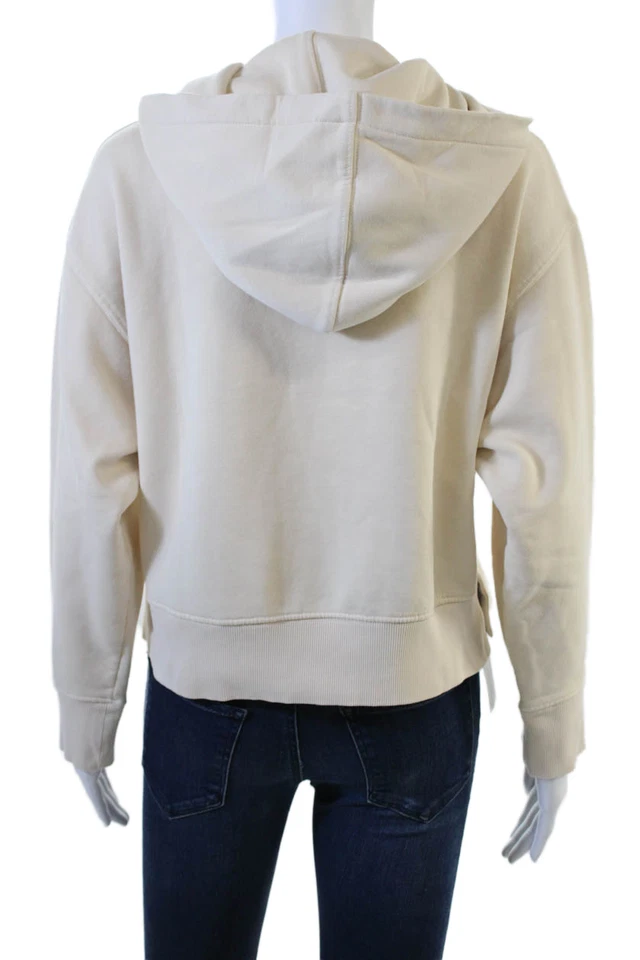 Zara Women Pullover Hoodies Beige Cotton Elastane Long Sleeve Size S - Image 3 of 4