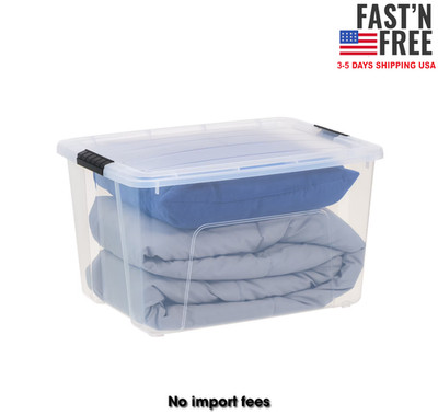 IRIS 60 Qt Plastic Storage Bin with Lid, Stackable Storage Containers, Tote