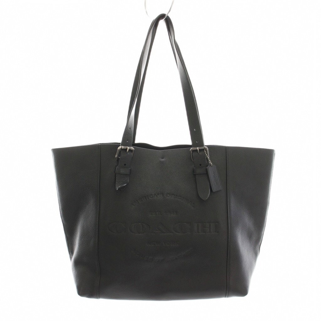 COACH F39947 Logo Motif Tote Bag Leather Black YM17 Men's