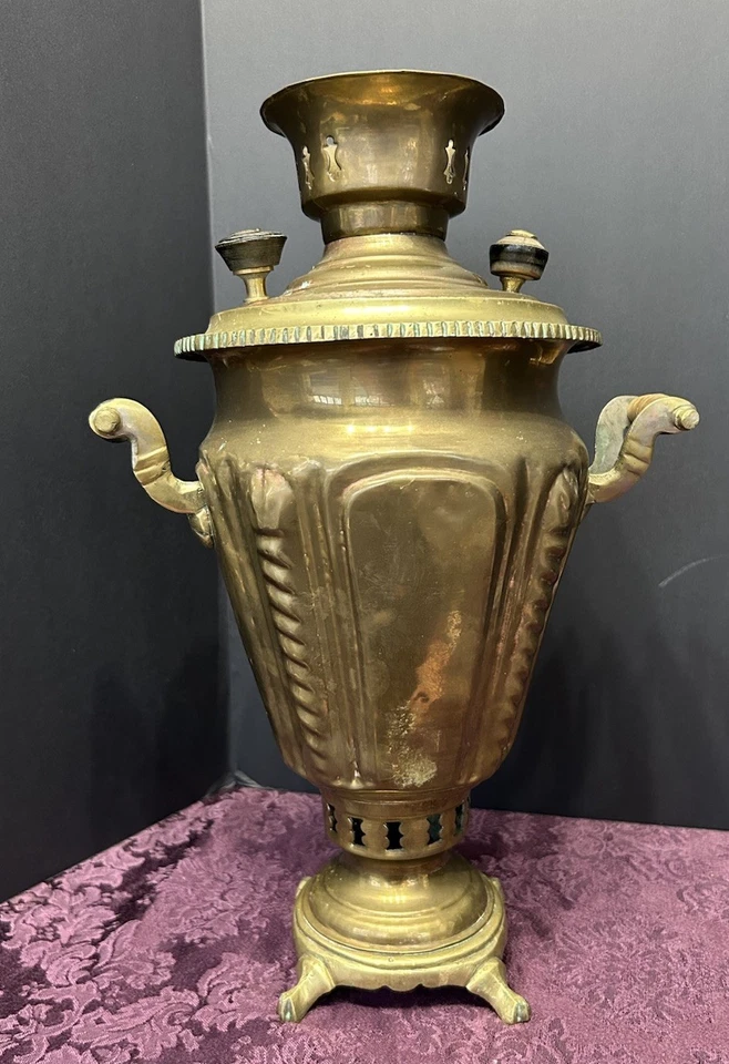 ANTIGO LATÃO RUSSO Dourado SAMOVAR BATASHEV FÁBRICA 16” Pé Com Chave Estilo Tur - Imagem 2 de 4