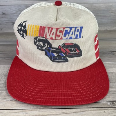 Vintage NASCAR Hat Cap 3 Stripe Snapback Trucker Mesh 80s Winston