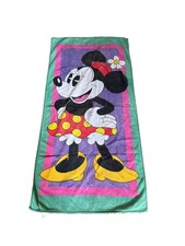 Vintage Disney Minnie Mouse Beach Pool Cotton Towel 26x54 Purple pink green