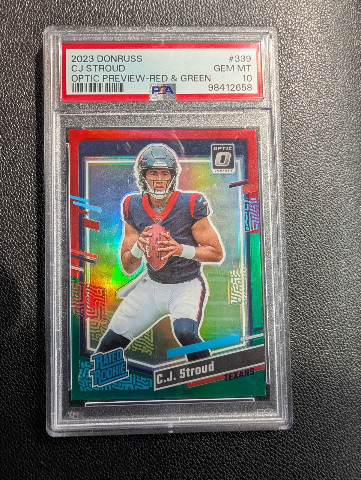 CJ Stroud Panini Donruss #339 Optic Preview-Red & Green