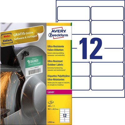 AVERY Zweckform Ultra-Resistente Folien-Etiketten 99,1 x 42,3 mm 480 Etiketten