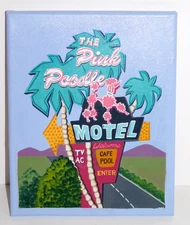 2014 RETRO EAMES ERA MID CENTURY MOTAL SIGN PAINTING The Pink Poodle