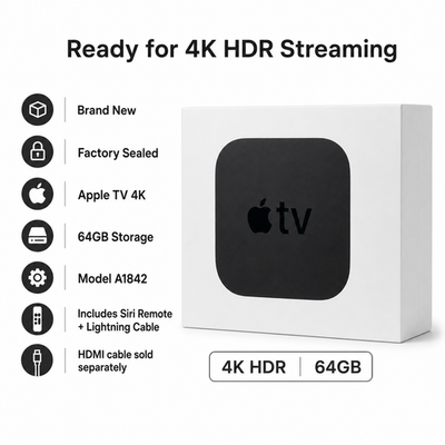 Apple TV (5th Generation) 4K HD Media Streamer (MP7P2LL/A) - Black