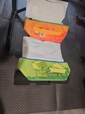 2 Trader Joes Joe's Mini Lunch Tote Cooler Bag Lot Green & Orange Palm Trees NWT