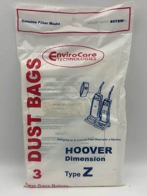 Vacuum Bags 3 Hoover Type Z Envirocare 857SW Breathe Easy Caddy Vac Futura Turbo