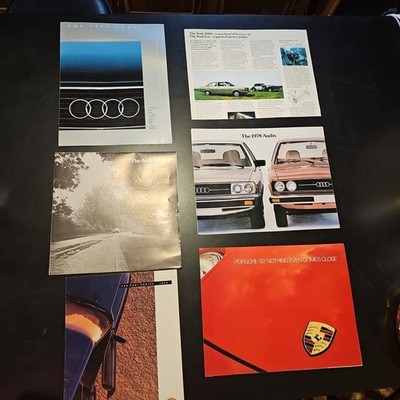 Vintage Lot Of 6 Audi & Porsche Sales Brochures From 1970s & 1980s 