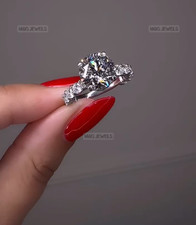 3Ct Round Cut D/VVS1 Moissanite Hidden Halo Wedding Ring 14K White Gold Plated
