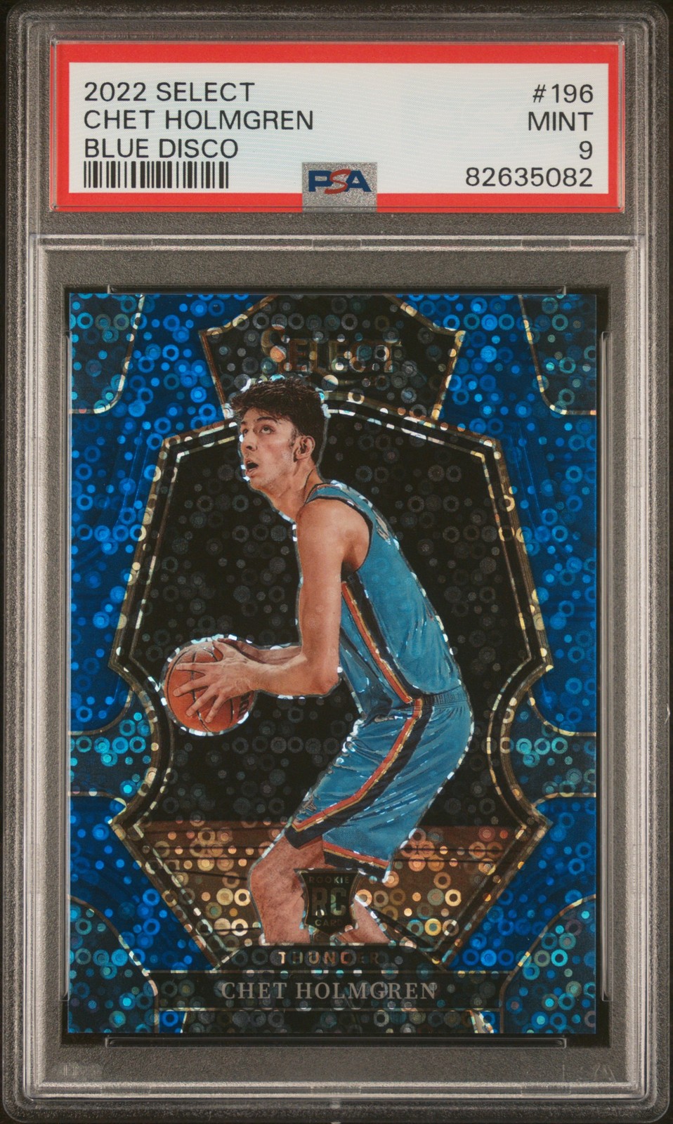 2022 PANINI SELECT BLUE DISCO #196 CHET HOLMGREN 22/25 PSA 9