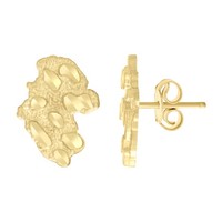 JFL Diamonds 10K Gelbgold Unisex Ohrstecker 14Mm Nugget Muster Push Backs