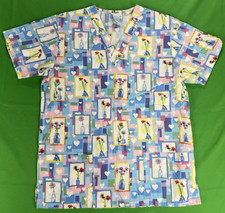 XS Flowers Hearts and Colored Patterned Med Gear Scrub Top
