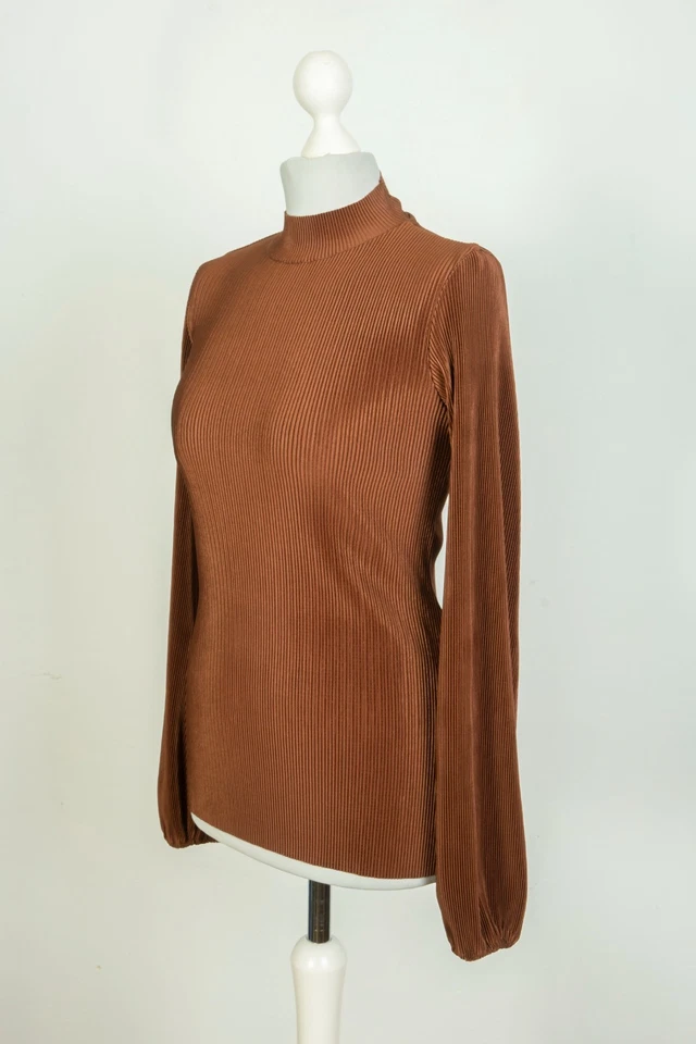 Issey Miyake Long-Sleeve Brown Women's Shirt Blouse Size 4 - Image 2 of 4