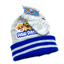 Paw Patrol Hat Mitten Glove Set Boys NWT Toddler Nickelodeon 2023 Gray Blue