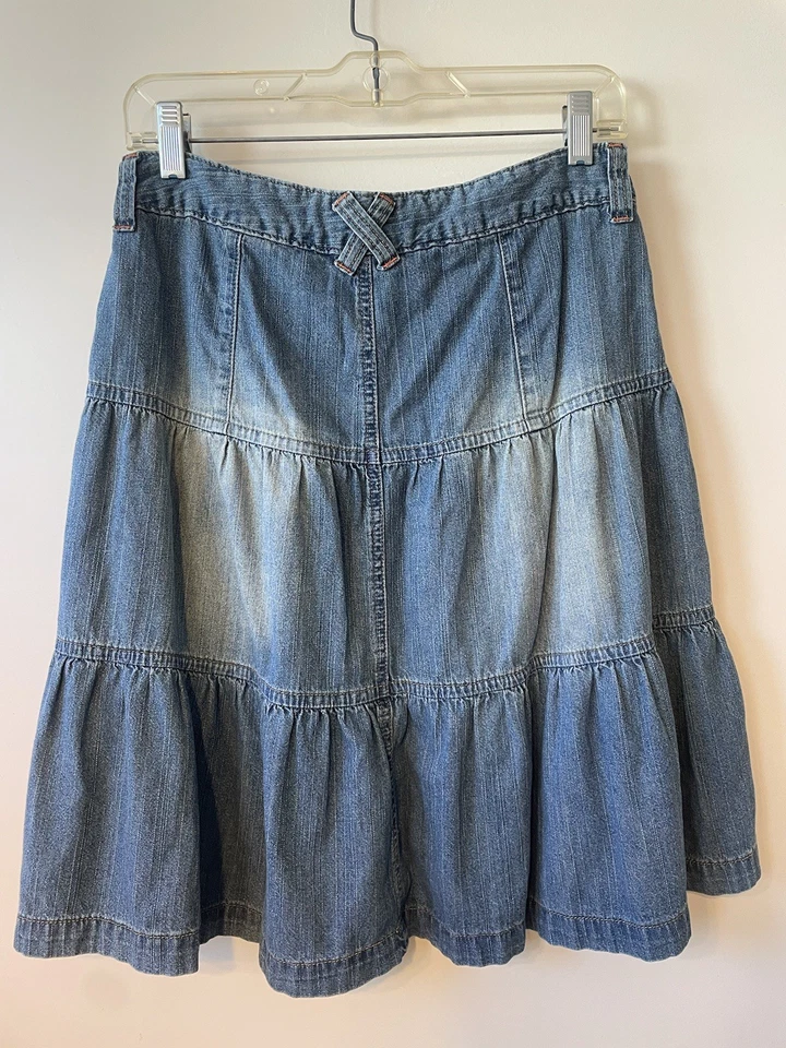 Falda de mezclilla Younique longitud media en capas indie moda antigua años 60 Fairycore vaquera Foto 4 de 4
