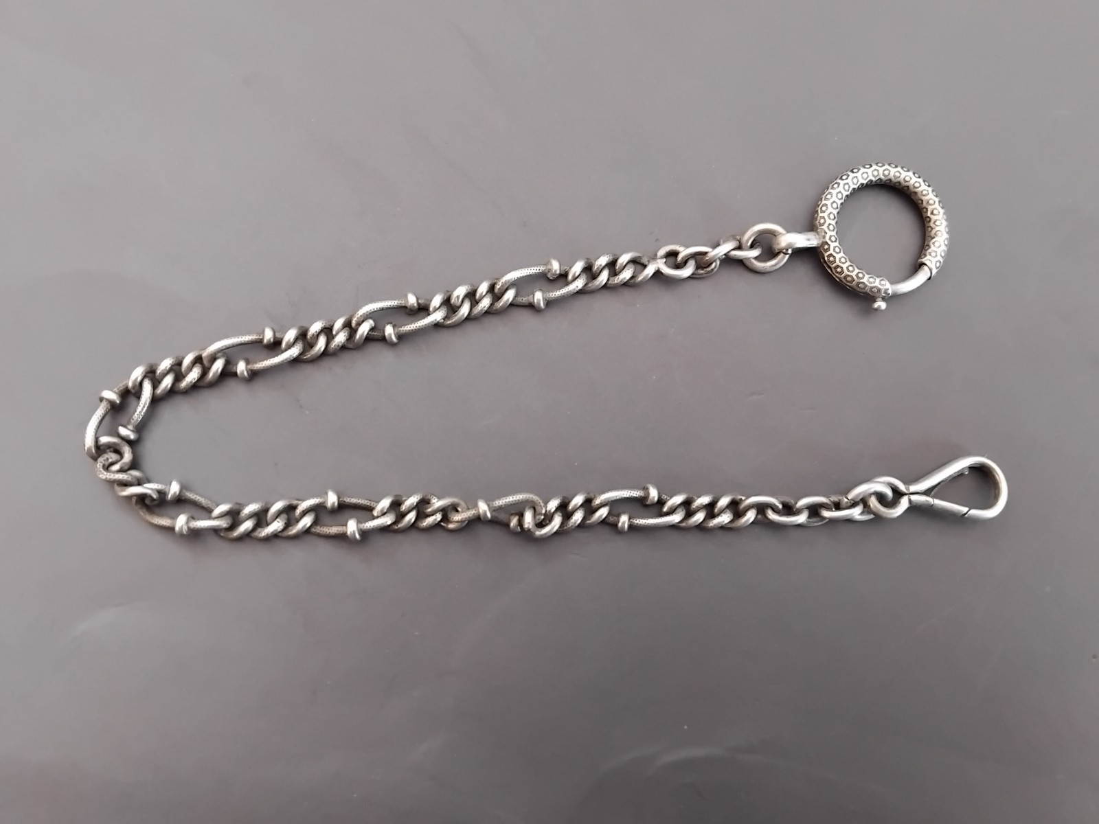 Solid Silver Gusset Watch Chain Solid Silver Guss… - image 1