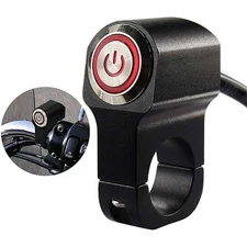 7/8" 22mm Motorcycle Fog Light ON OFF Switch Button With Red LED Indicator Light
