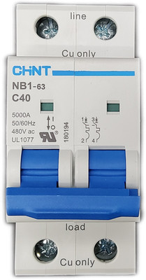 CHINT NB1-63 C40 2 Pole Circuit Breaker 40A 480VAC Bundle of 2