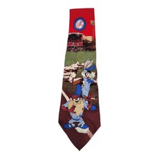 Looney Tunes Baseball Yankees Bugs Bunny Taz Baseball Vintage 1994 Silk Tie