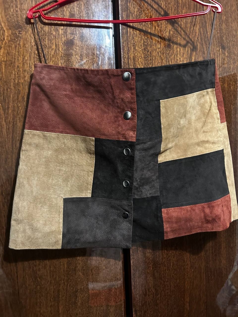 Mango MNG Suede Patchwork Mini Skirt Women’s US 6… - image 1